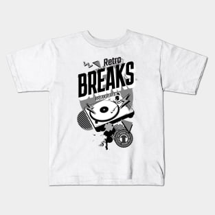 BREAKBEAT - Retro Breaks Turntable (Black/Grey) Kids T-Shirt